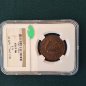 1819 small date 1 cent N-8 (NGC) MS 65 RB CAC
